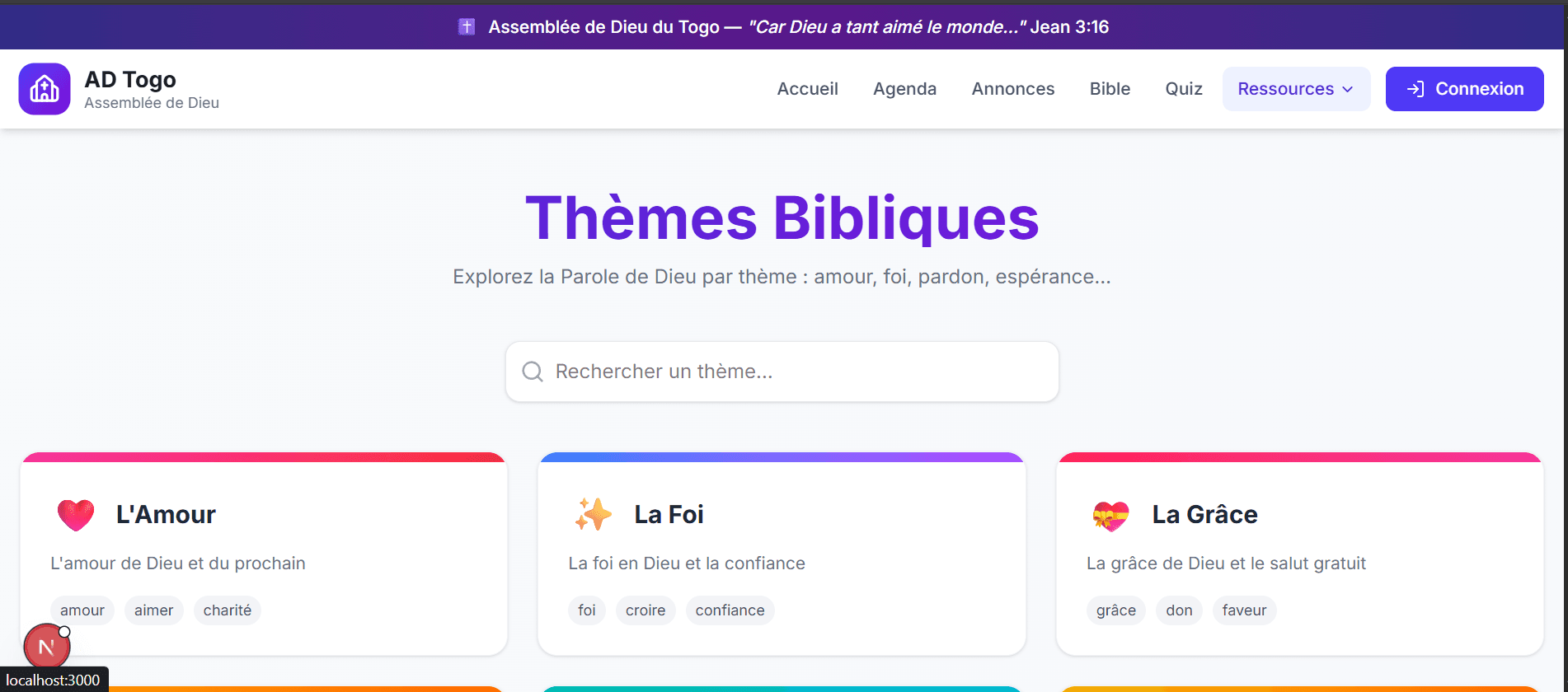 Application Web — Assemblée de Dieu du Togo